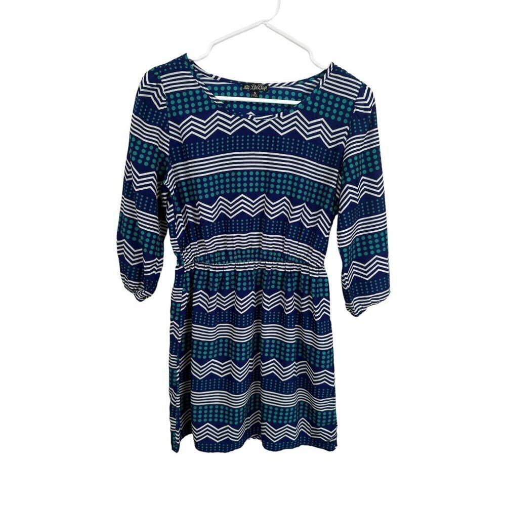 BeBop blue and teal chevron mini dress, size small